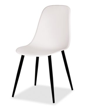 Estelia Abant Siyah Metal Ayaklı Beyaz Sandalye