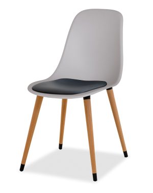 Estelia Abant Doğal Ahşap Ayaklı Gri Sandalye Siyah Minderli