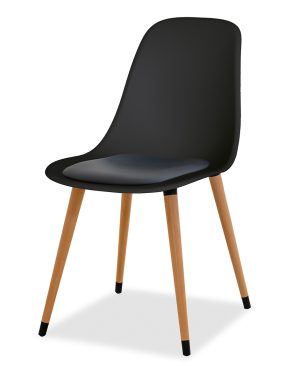 Estelia Abant Doğal Ahşap Ayaklı Siyah Sandalye Siyah Minderli