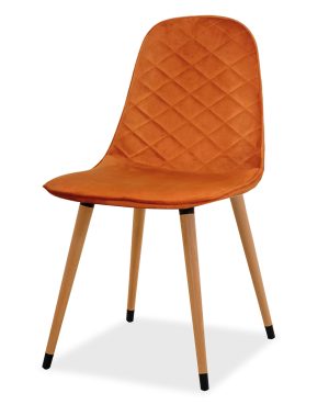 Estelia Truva Doğal Ahşap Ayaklı Baby Face Döşemeli Taba Turuncu Sandalye