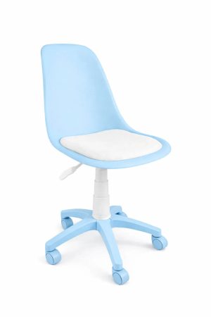 Estelia Abant Mavi Ayaklı Mavi Çalışma Sandalyesi Beyaz Minderli