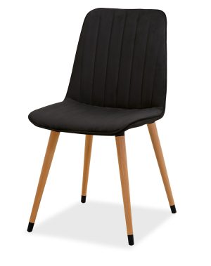 Estelia Kapadokya Doğal Ahşap Ayaklı Baby Face Döşemeli Siyah Sandalye