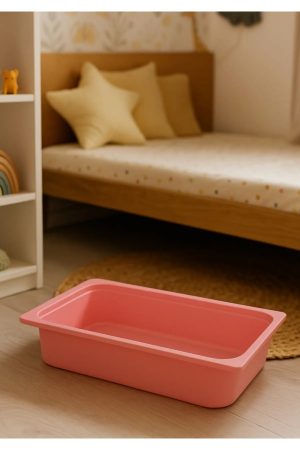 Montessori Oyuncak Dolabı Kutusu Pembe Saklama Kutusu 41x29,4x10 cm Çocuklar için Aktive Kutusu