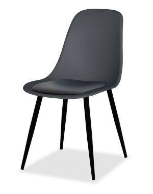 Estelia Abant Siyah Metal Ayaklı Antrasit Sandalye Siyah Minderli