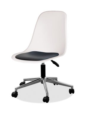 Estelia Abant Krom Ayaklı Beyaz Çalışma Sandalyesi Siyah Minderli