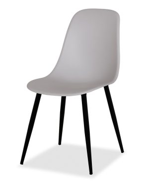 Estelia Abant Siyah Metal Ayaklı Gri Sandalye