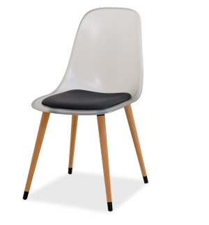 Estelia Abant Doğal Ahşap Ayaklı Şeffaf Sandalye Siyah Minderli