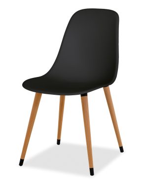 Estelia Abant Doğal Ahşap Ayaklı Siyah Sandalye