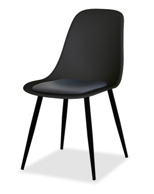 Estelia Abant Siyah Metal Ayaklı Siyah Sandalye Siyah Minderli