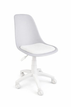 Estelia Abant Beyaz Ayaklı Gri Çalışma Sandalyesi Beyaz Minderli