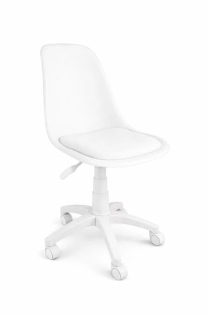 Estelia Abant Beyaz Ayaklı Beyaz Çalışma Sandalyesi Beyaz Minderli