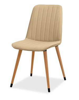 Estelia Kapadokya Doğal Ahşap Ayaklı Baby Face Döşemeli Krem Sandalye