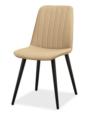 Estelia Kapadokya Siyah Metal Ayaklı Baby Face Döşemeli Krem Sandalye