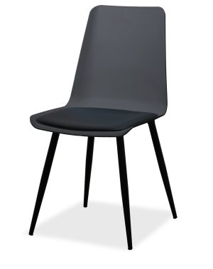 Estelia Salda Siyah Metal Ayaklı Antrasit Sandalye Siyah Minderli