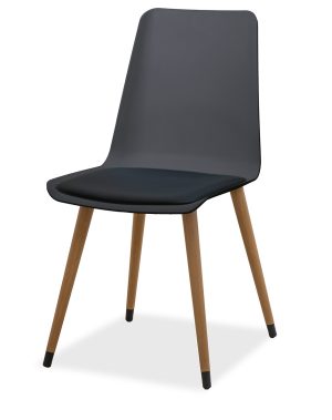 Estelia Salda Doğal Ahşap Ayaklı Antrasit Sandalye Siyah Minderli