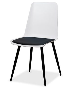 Estelia Salda Siyah Metal Ayaklı Beyaz Sandalye Siyah Minderli