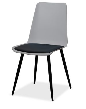 Estelia Salda Siyah Metal Ayaklı Gri Sandalye Siyah Minderli