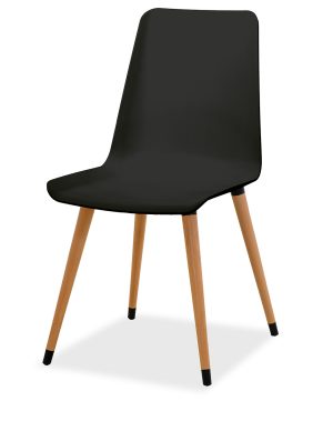 Estelia Salda Doğal Ahşap Ayaklı Siyah Sandalye