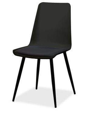 Estelia Salda Siyah Metal Ayaklı Siyah Sandalye Siyah Minderli