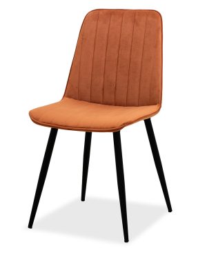 Estelia Kapadokya Siyah Metal Ayaklı Baby Face Döşemeli Taba Turuncu Sandalye