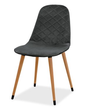 Estelia Truva Doğal Ahşap Ayaklı Baby Face Döşemeli Antrasit Sandalye