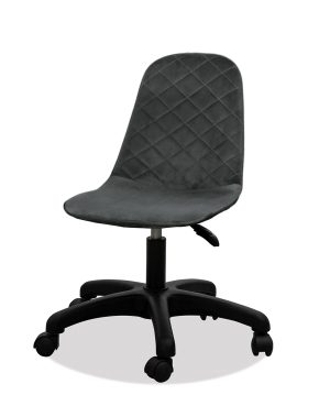 Estelia Truva Siyah Plastik Ayaklı Baby Face Döşemeli Antrasit Çalışma Sandalyesi