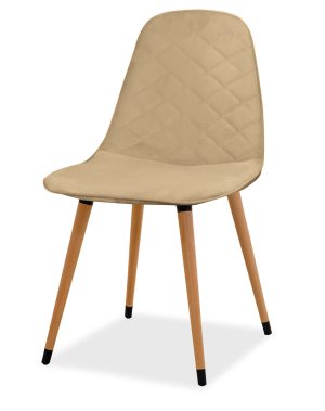 Estelia Truva Doğal Ahşap Ayaklı Baby Face Döşemeli Krem Sandalye