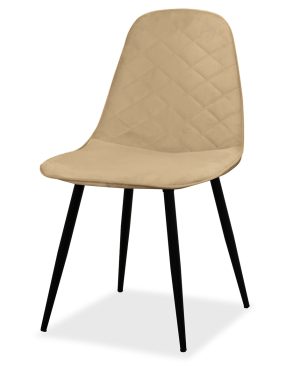 Estelia Truva Siyah Metal Ayaklı Baby Face Döşemeli Krem Sandalye