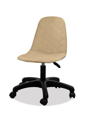 Estelia Truva Siyah Plastik Ayaklı Baby Face Döşemeli Krem Çalışma Sandalyesi