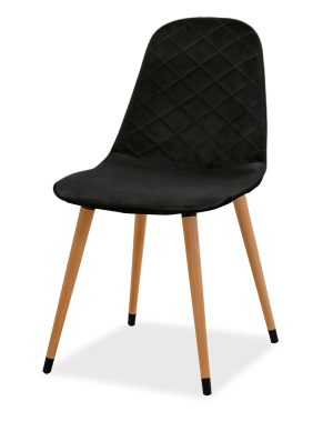 Estelia Truva Doğal Ahşap Ayaklı Baby Face Döşemeli Siyah Sandalye