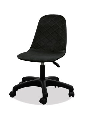 Estelia Truva Siyah Plastik Ayaklı Baby Face Döşemeli Siyah Çalışma Sandalyesi