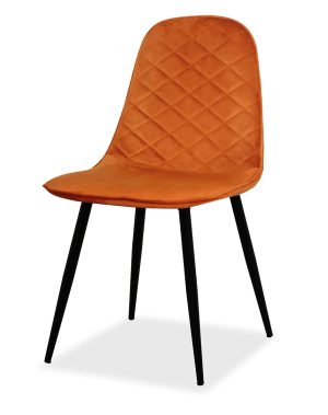 Estelia Truva Siyah Metal Ayaklı Baby Face Döşemeli Taba Turuncu Sandalye